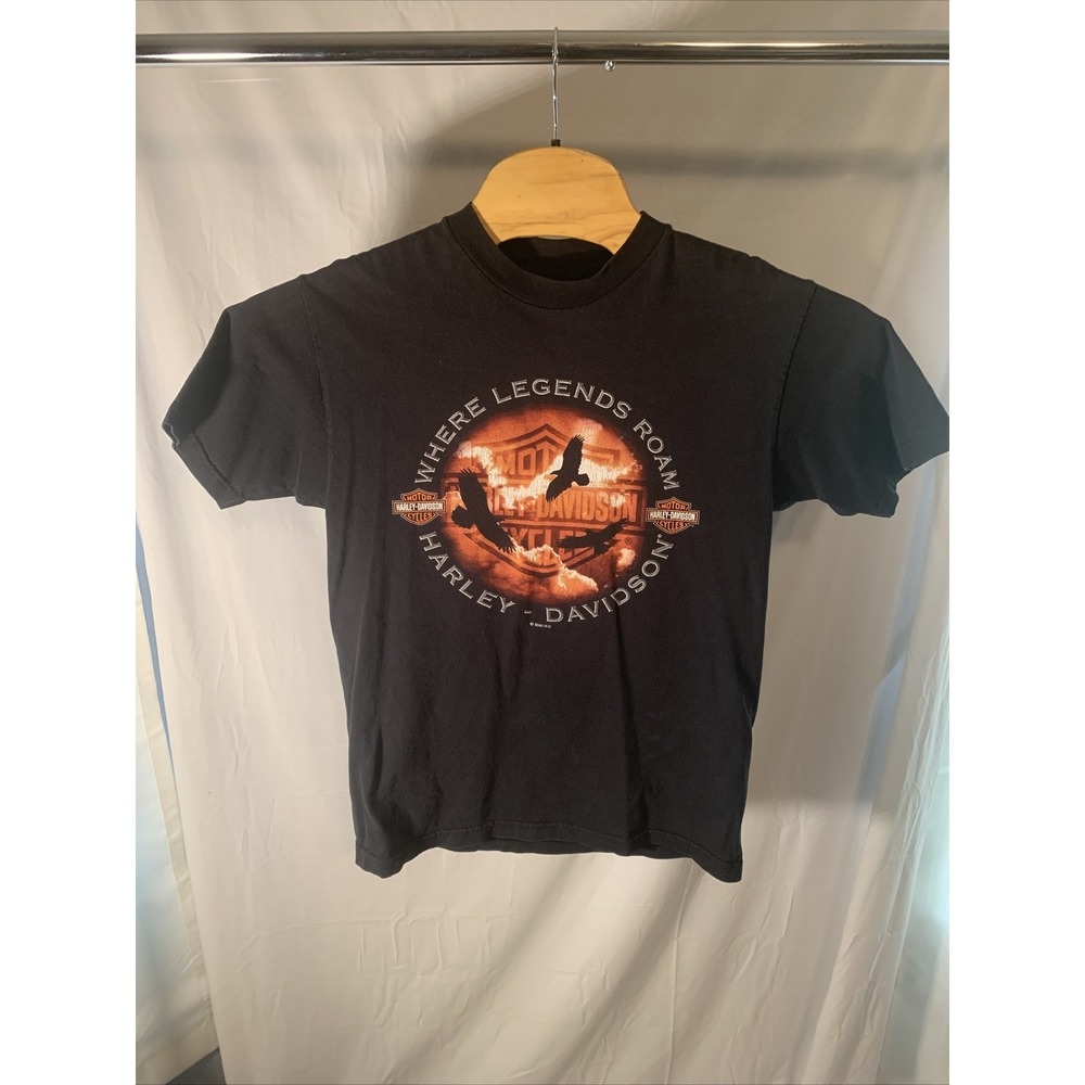 Harley Davidson Where Legends Roam Conneaut Lake Pa Black T-Shirt USA MADE M